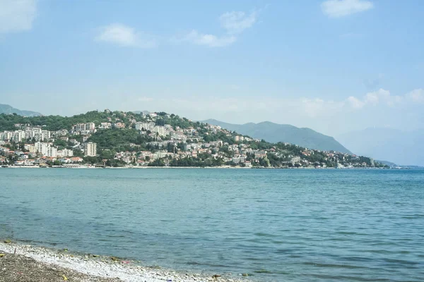 Panorama Colina Principal Herceg Novi Vista Desde Una Playa Complejo — Foto de Stock