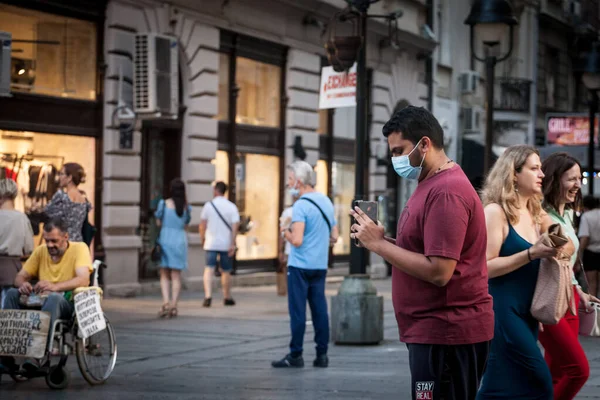 Belgrade Serbia August 2021 Індійський Турист Молодий Чоловік Індіани Зйомки — стокове фото