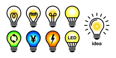 Ampul elektrik LED enerji tasarrufu vektör resimleme seti