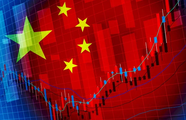 China Economía Mercado Global Antecedentes Diseño Gráfico Materiales Ilustración Imagen — Foto de Stock