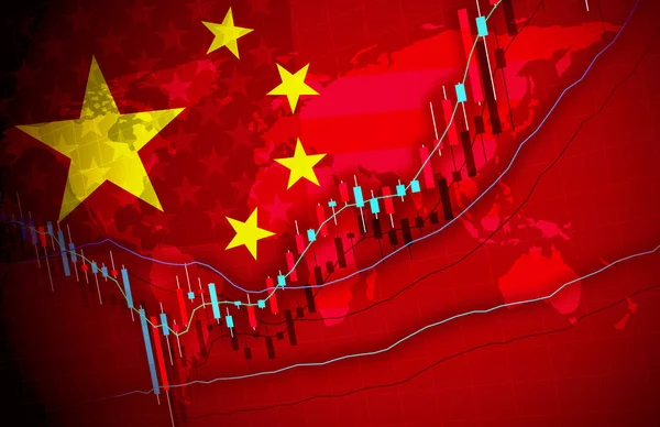 China Economy Global Market Background Design Material Graph Illustration Image — стокове фото