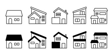 ev ve ev ikonu seti. vektör basit düz resimleme