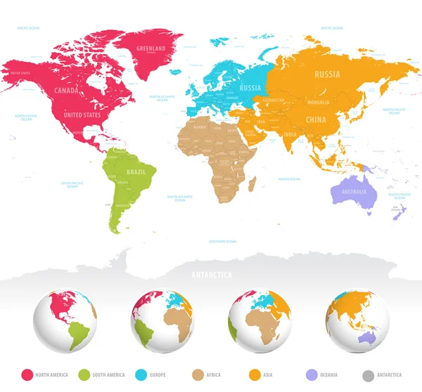 Mapa colorido del mundo del vector — Vector de stock