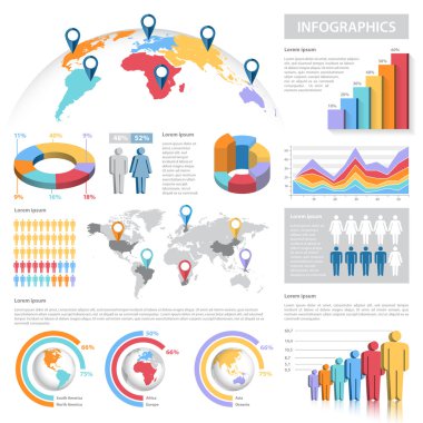 Vektör Pastel renkler Infographics Set