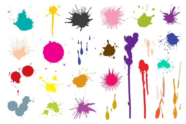 Colorful Paint Stains Set Color Splatter High Quality Manually Tracked — Stock Vector