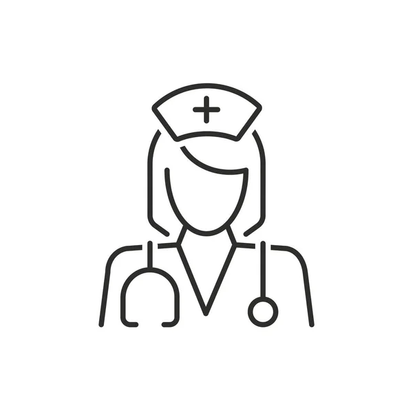 医師の細い線のアイコン 医学と病院 医師のサイン ベクトルグラフィックス 白い背景に線形パターン Eps — ストックベクタ