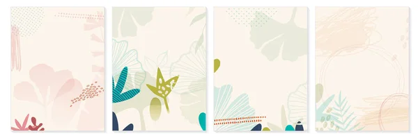 Botanický Nástěnný Vektor Foliage Line Kresba Abstraktním Tvarem Abstraktní Design — Stockový vektor