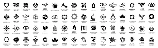 Abstract Logo Icon Set Elements Collection Isolated White Vector Flat — Archivo Imágenes Vectoriales