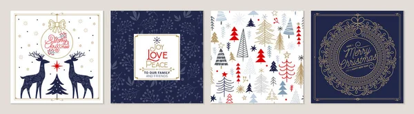 メリークリスマスのグリーティングカードを並べ替えます トレンディーな広場冬の休日のアートテンプレート — ストックベクタ