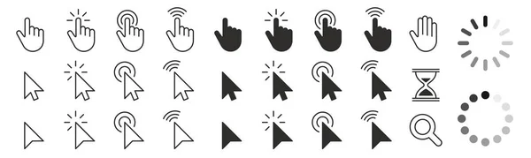 Muisklik Cursor Set Hand Cursor Klik Icoon Muisaanwijzer Ingesteld Pijlcursor — Stockvector