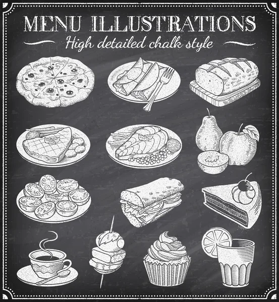 Vector Grunge Illustrations alimentaires en tableau noir — Image vectorielle