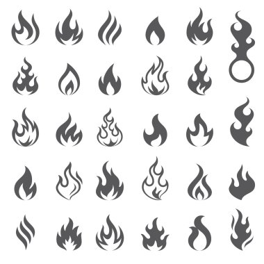 Vektör ateş ve alev Icon set