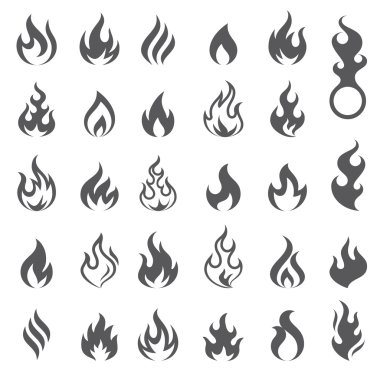 Vector Fire and Flame icon set clipart