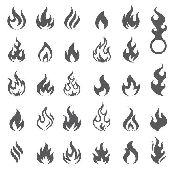 Conjunto de ícones de fogo e chama vetorial — Vetor de Stock