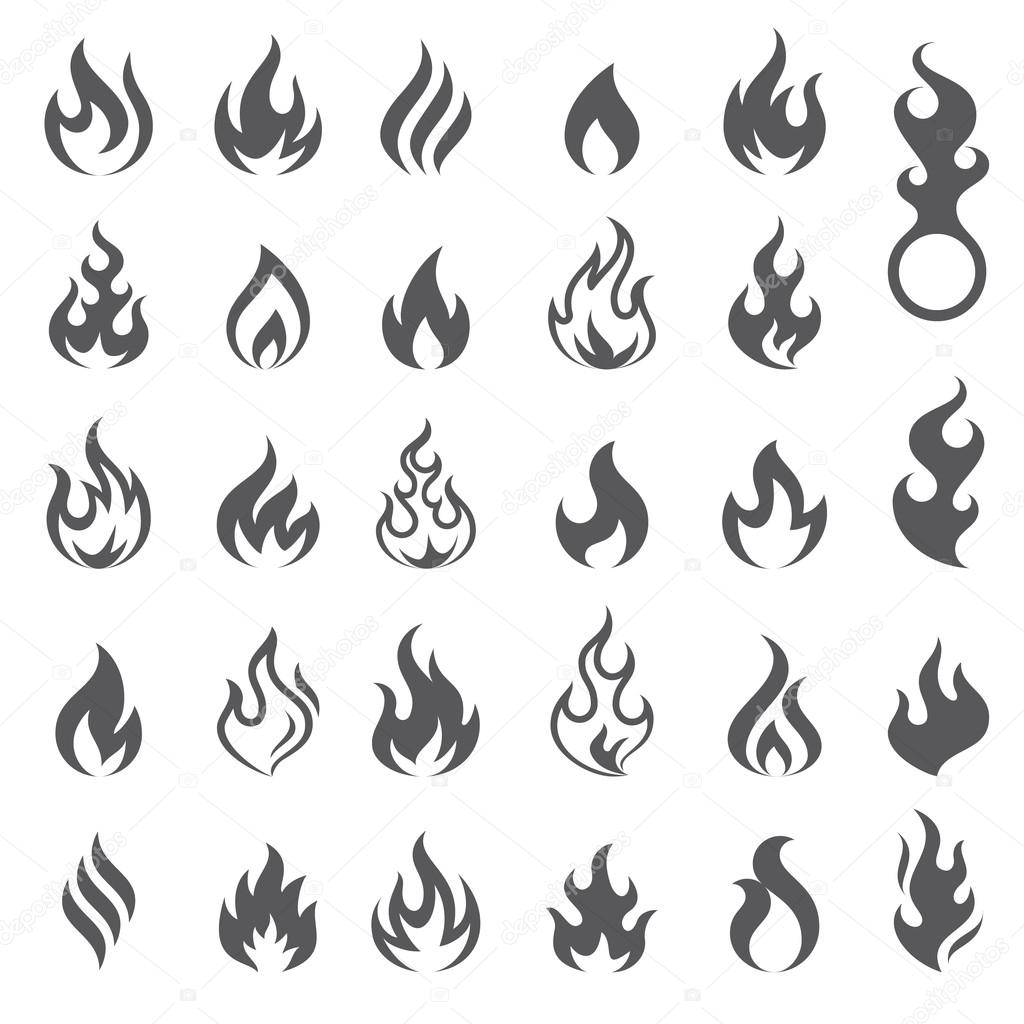 Vector Fire and Flame icon set