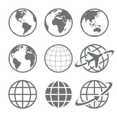 Earth globe Icon set clipart