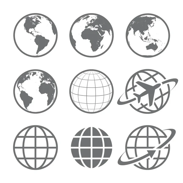 Terra globo conjunto de ícones — Vetor de Stock