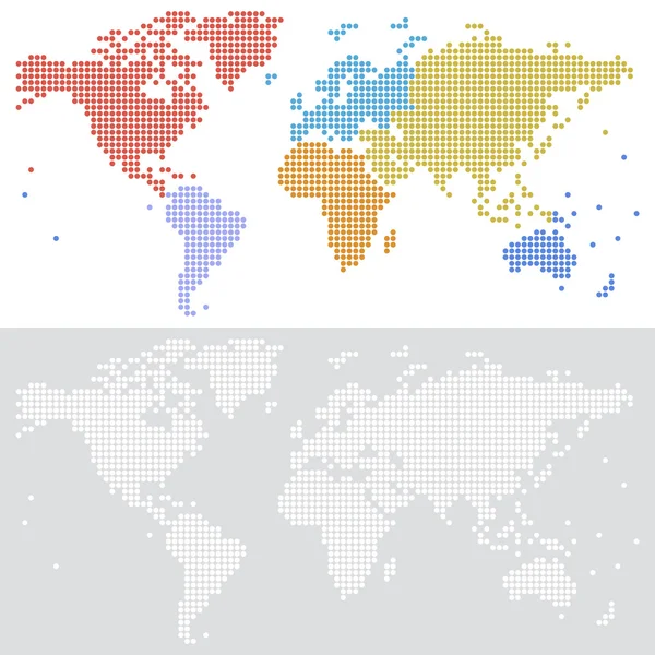 Punto medio tono Vector mapa del mundo — Vector de stock