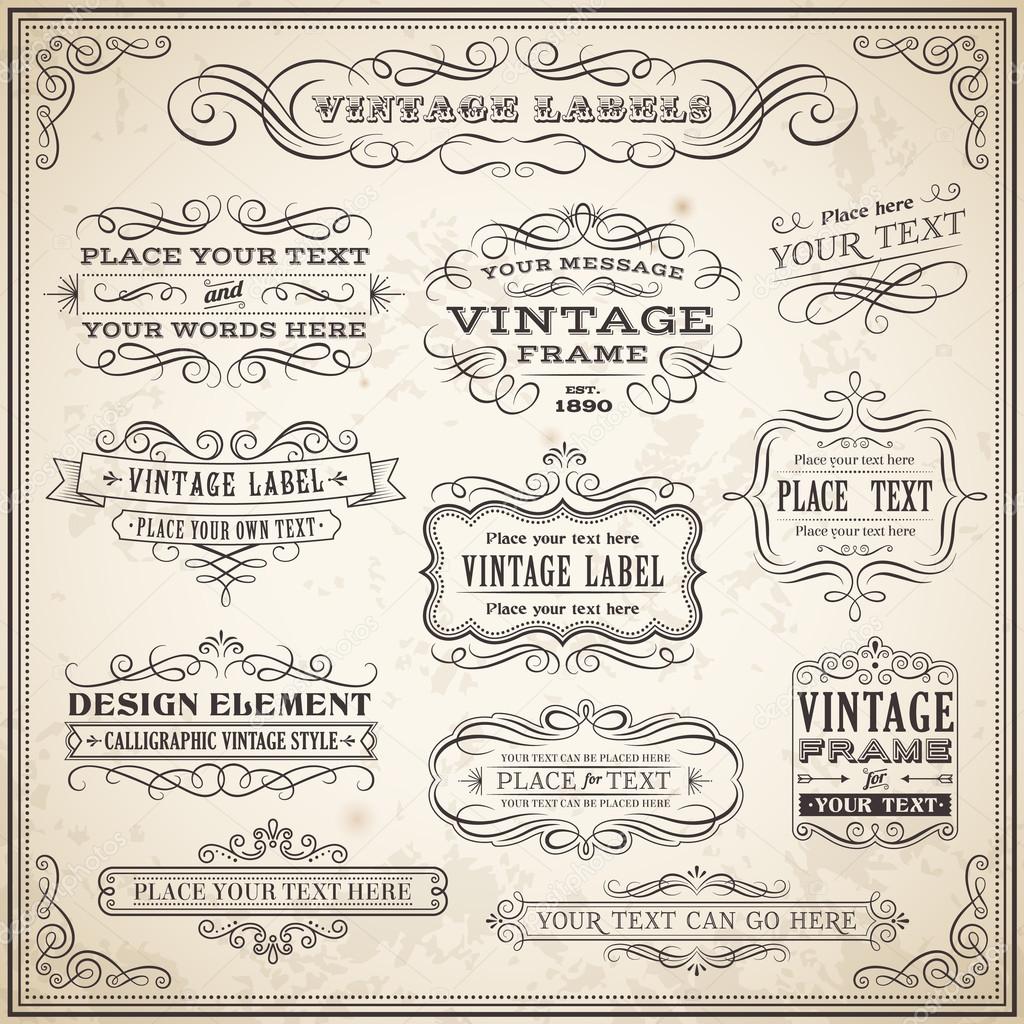 Vintage Calligraphic Labels Set