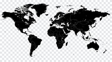 Hi Detail Black Vector Political World Map illustration clipart
