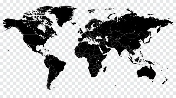 Oi Detalhe Preto Vetor Político Mapa Mundial ilustração — Vetor de Stock