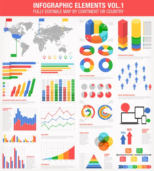 Farbenfrohe Infografiken Set 1 — Stockvektor
