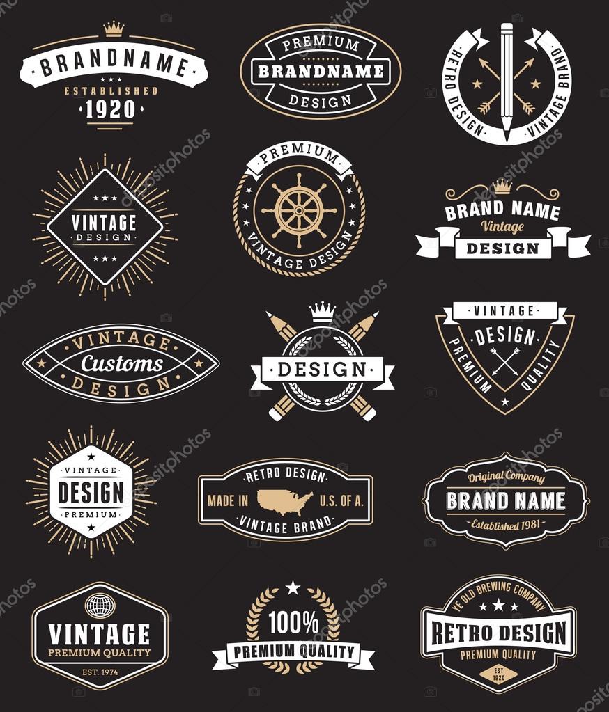 Collection of fifteen Vintage logos and insignas.