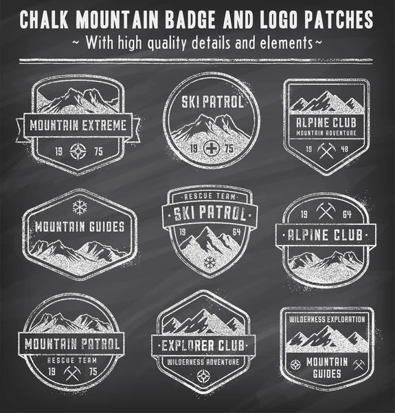 Chalkboard Mountain vector insignias — Stock Vector