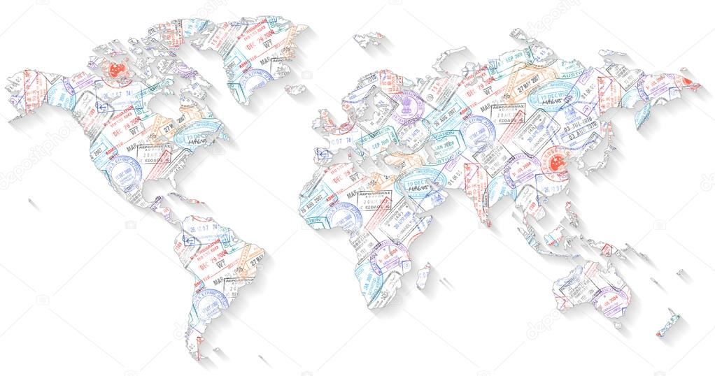 Passport Stamps World Map