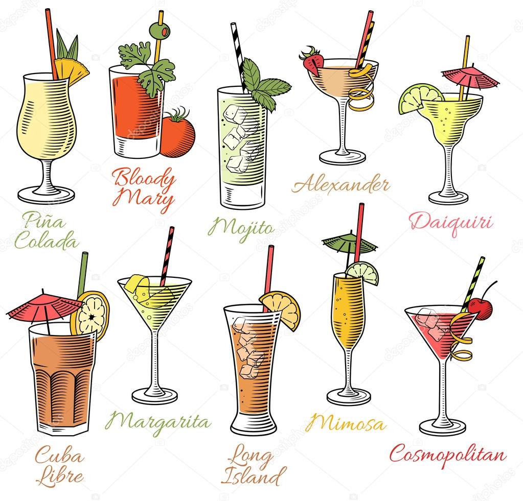 Famous Cocktails Illustrations