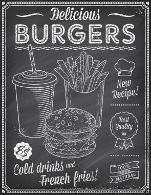 Grunge yazı tahtası Fast Food menü şablonu 4