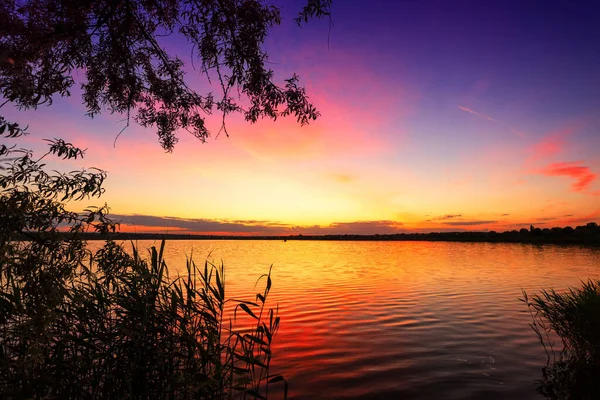 Nice Landscape Sunset Lake — Stock Photo, Image