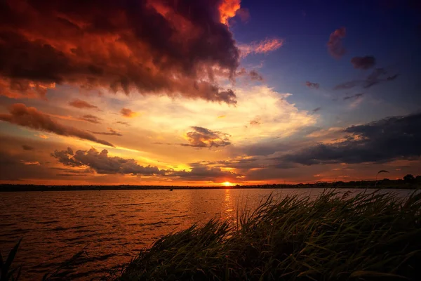 Nice Landscape Sunset Lake — Stock Photo, Image