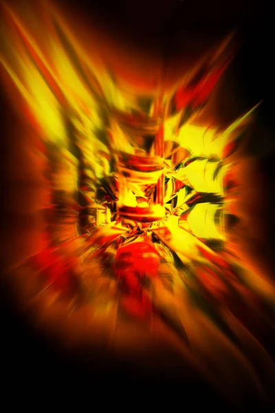 Powerful explosion, sharp-edged fire crystal, unique 3d image. shallow depth of field — Stock Photo, Image