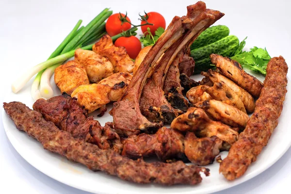 Grilled meat, barbecue, Assorted — Stock Photo, Image