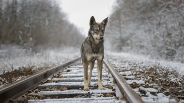 Köpek kar raylar kış