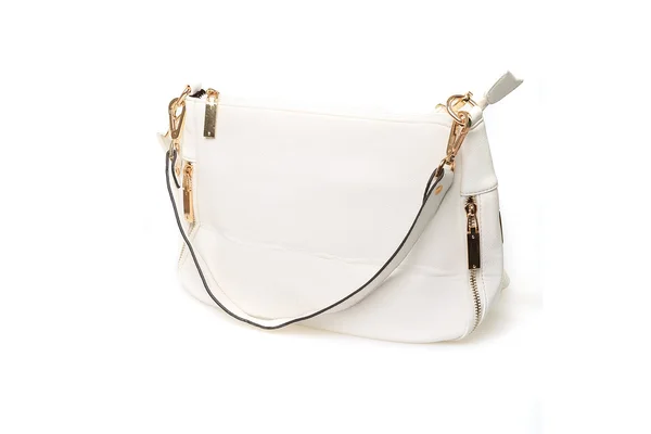 White Women's leather bag on a white background — Stock Photo, Image