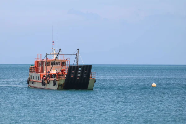 Navio Carga Que Transporta Material Atracado Praia Zonas Insulares Golfo — Fotografia de Stock