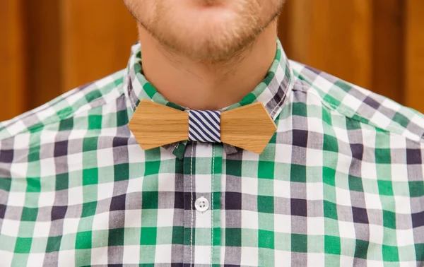 Casual wooden bowtie — Stock Photo, Image