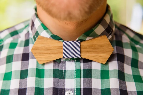 Closeup wooden bowtie — Stock Photo, Image