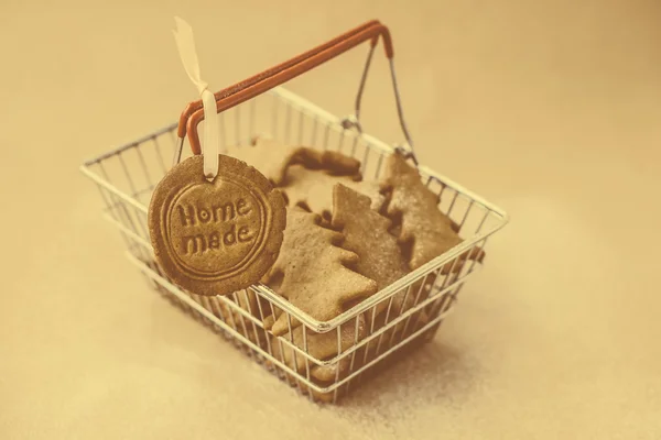 Faded homemade fir-tree cookies for christmas — Stock Photo, Image