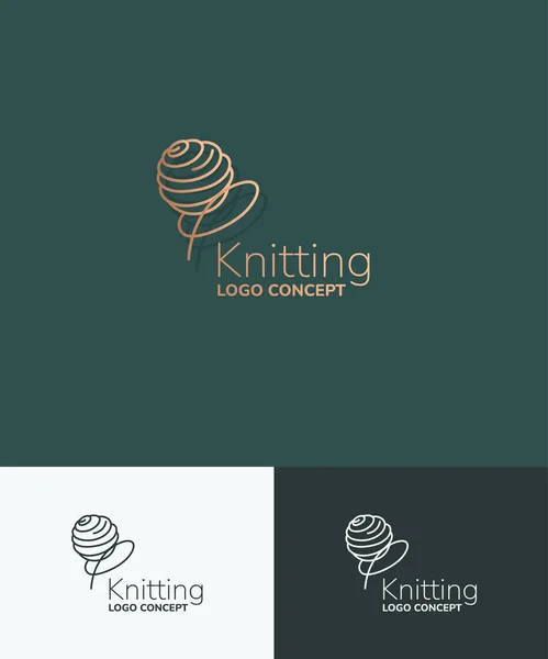 Knitting Logo Concept Vector Linear Iconic Sign Bobbin — Stock Vector