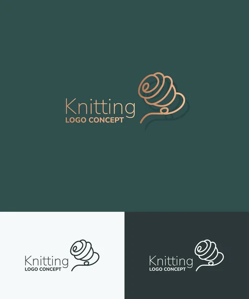 Knitting Logo Concept Vector Linear Iconic Sign Bobbin — Stock Vector