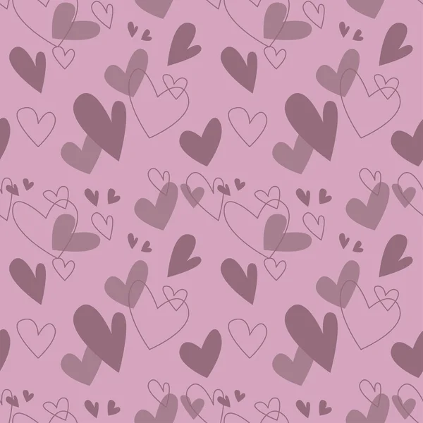 紫とピンクのハート型のシームレスなパターン ロマンチックなハッピーバレンタインデーベクトルイラスト スクラップブック ポスター サイン メニュー パーティー招待状 ソーシャルメディア ウェブバナーに最適です — ストックベクタ