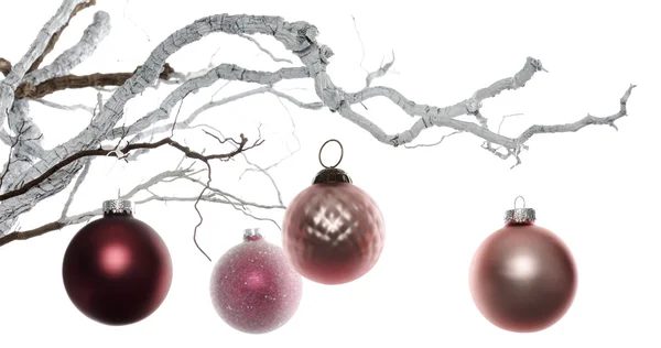 Twig met kerstballen — Stockfoto