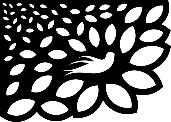 Ornamenten blad bloem silhouet — Stockvector