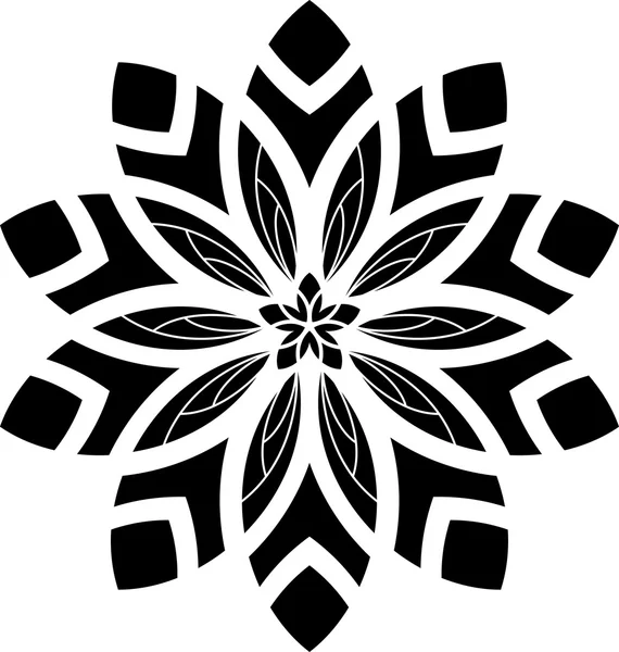 Ornement Mandala Floral Silhouette — Image vectorielle