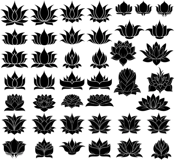 Lotus Flowers Silhouette Vector Graphics