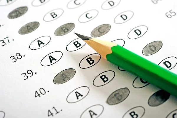 Test score sheet with answers — Stock Photo, Image