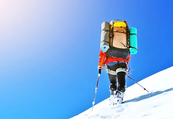 Bergsteiger auf den verschneiten Bergen — Stockfoto